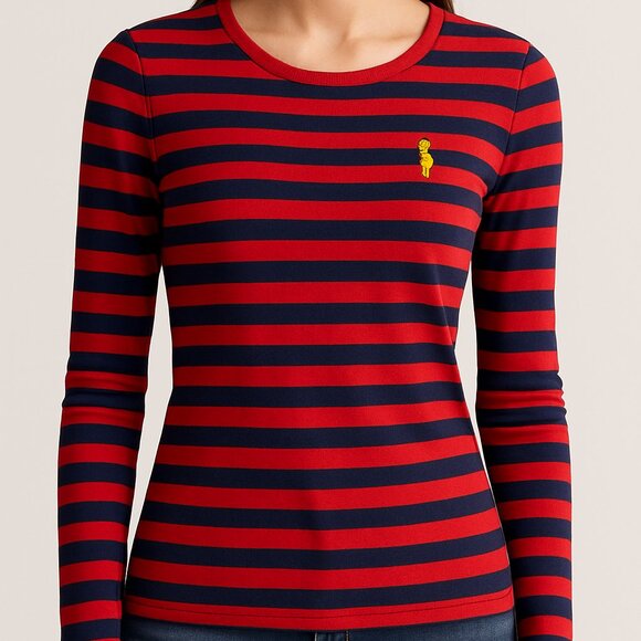 Ralph Lauren Tops - Ralph Lauren Red and Navy Striped Long Sleeve Tee
